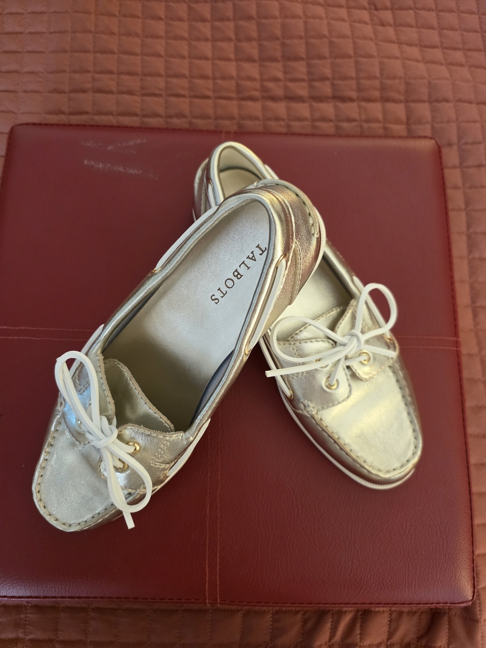 Talbots Metallic Gold Leather Boat  Shoes